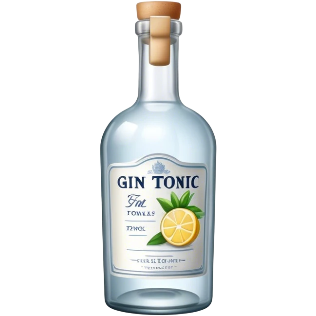 gin tonic bottle with label, fat bottle emoji