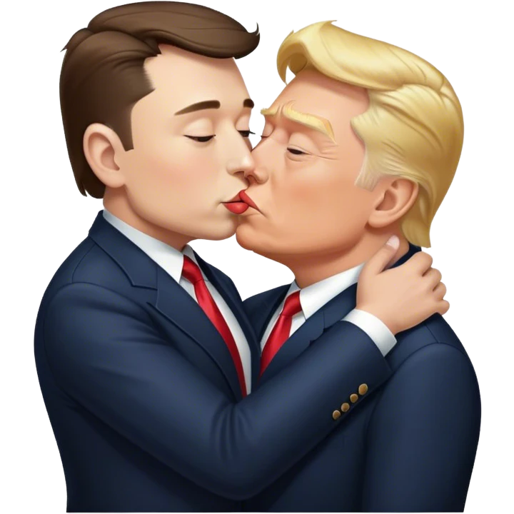 Trump kissing Elon musk emoji