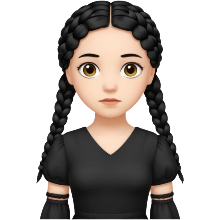Wednesday with the two braids black emoji