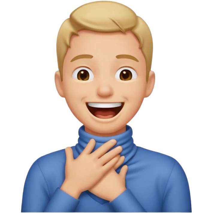 A person laughing with their hands around neck chocking emoji