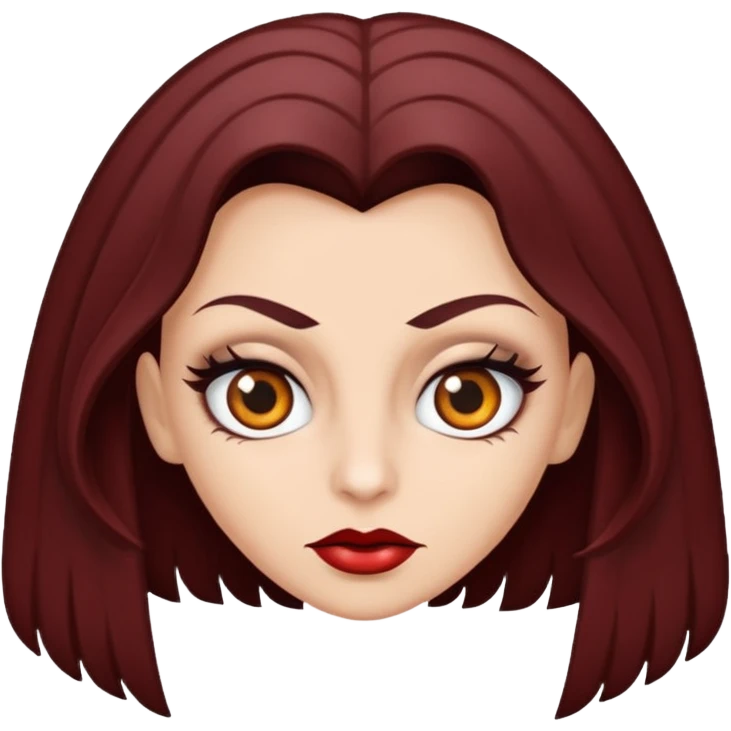 Uma vampira branca com olhos castanhos escuros e um cabelo castanho curto e repicado  emoji