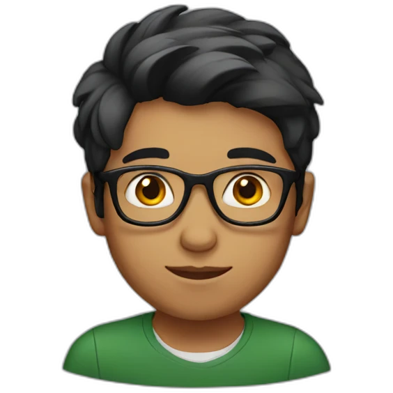 pakistani boy with glasses with red hair emoji
