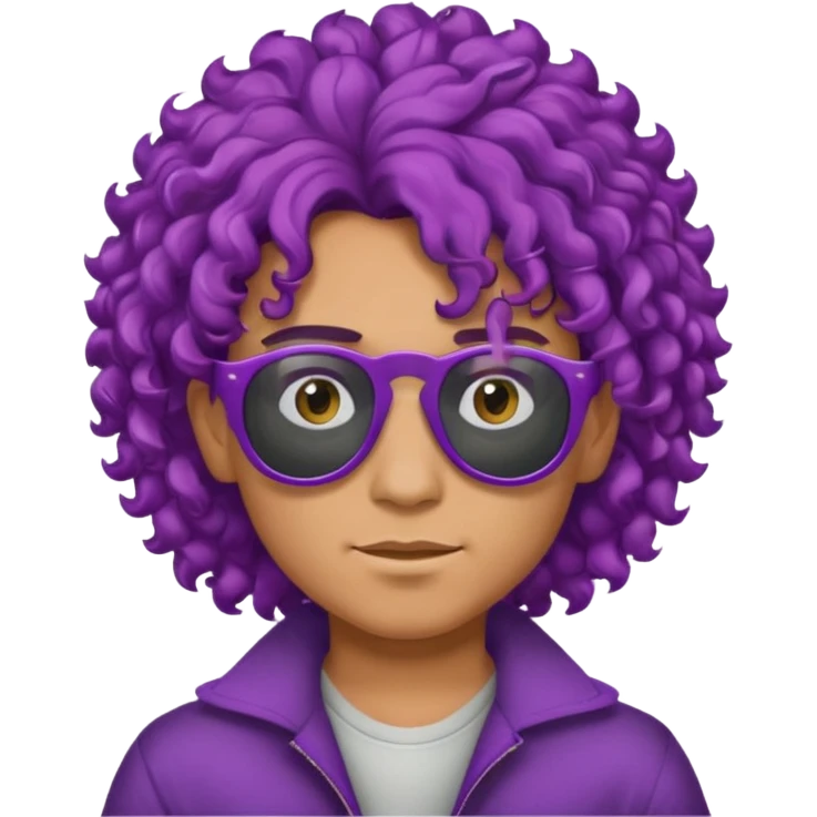 purple haired, curly big haired mexican boy with sunglassess emoji