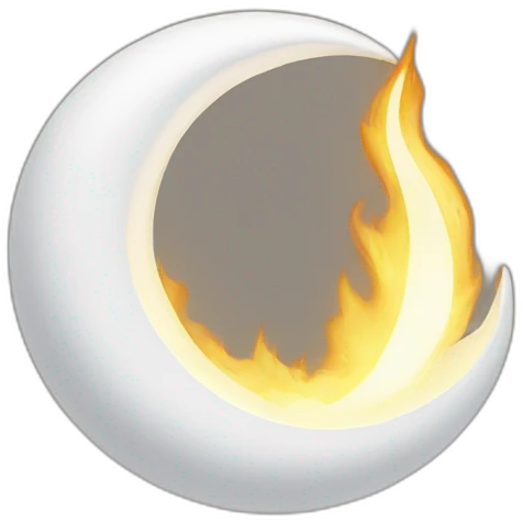 crescent with white flame coming out of it emoji