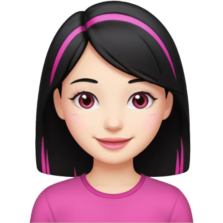 girl with black hair and pink streak by ear emoji