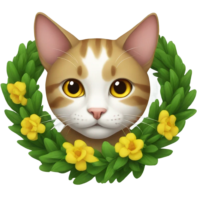 Cat with ukrainian wreath  emoji