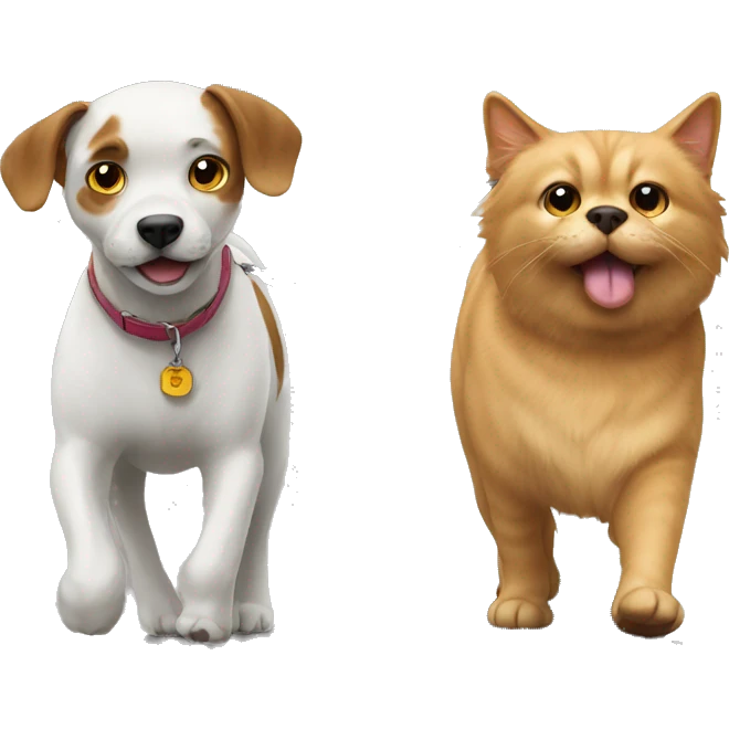 Dog walking a cat emoji