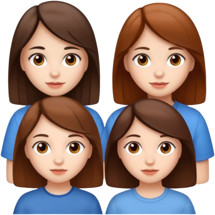 Three girls white skin brown eyes and brown hair  emoji