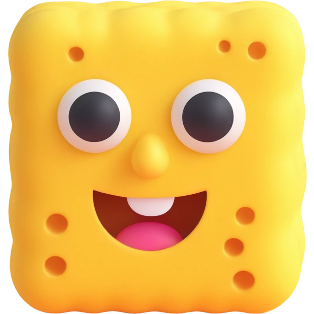 a cute, simple, cheerful yellow sponge with a friendly face emoji