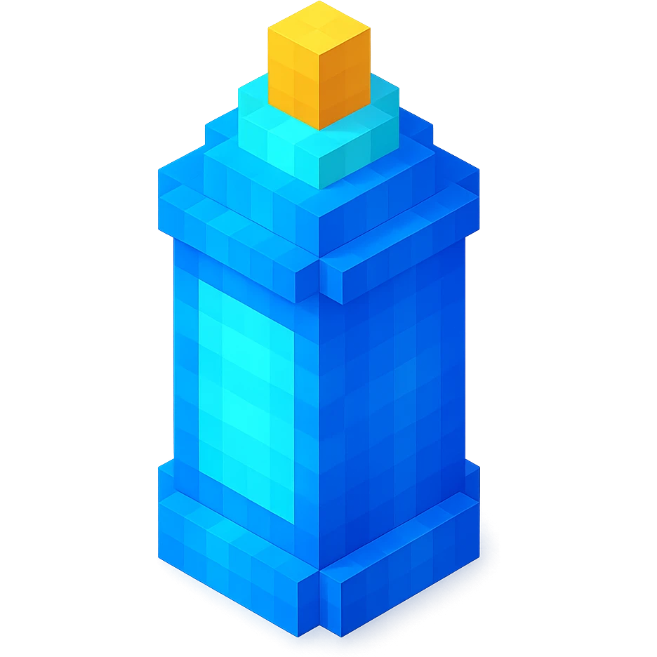 voxel style isometric spray paint can, blue color emoji