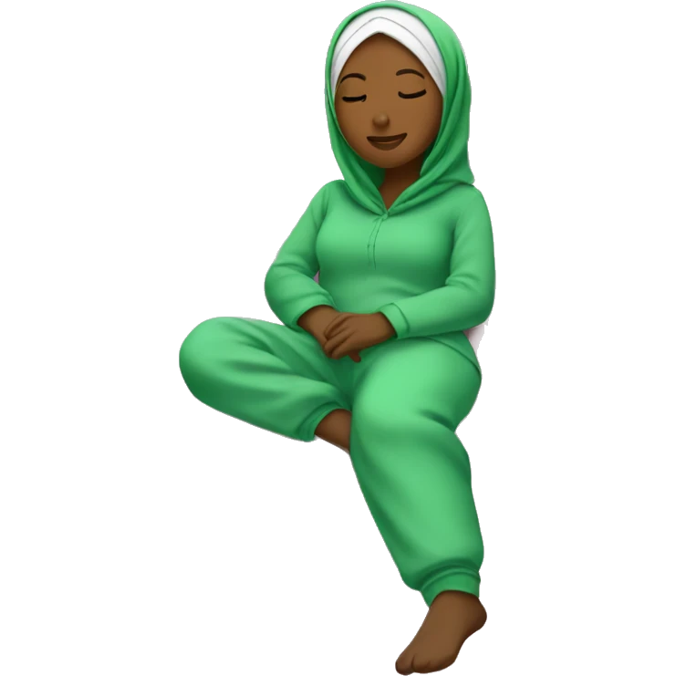Black Hijabi sleeping in green pyjamas emoji