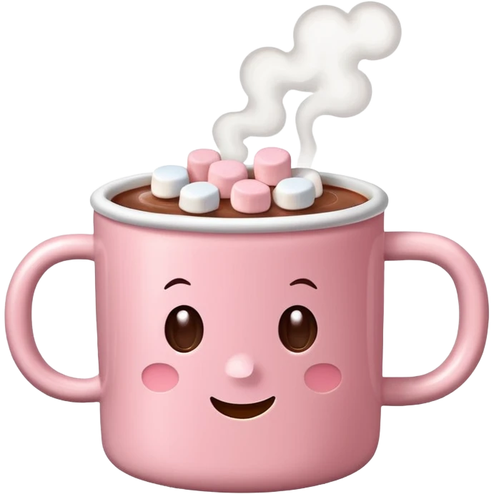 light pink mug with hot chocolate and marshmallows no face emoji