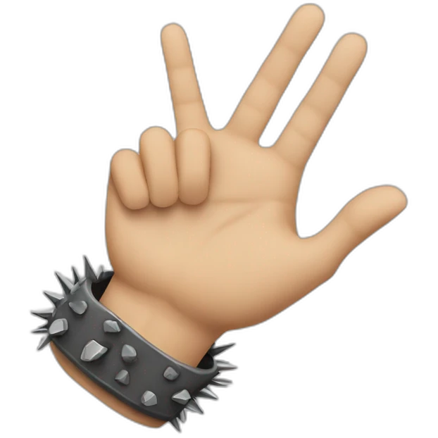 hand wit rock gesture and colar with spikes emoji