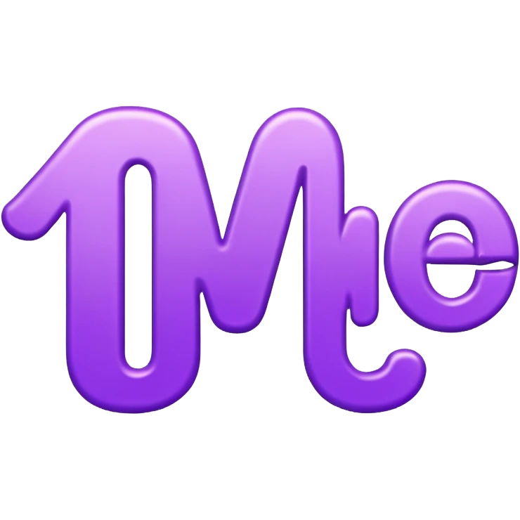 3D text that spells "me" in a shiny purple font sticker emoji