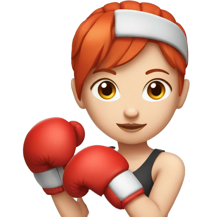 Boxing girl, red hair, white skin, red boxing gloves emoji