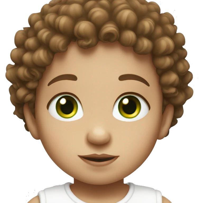 White baby with brown curly hair and green eyes emoji