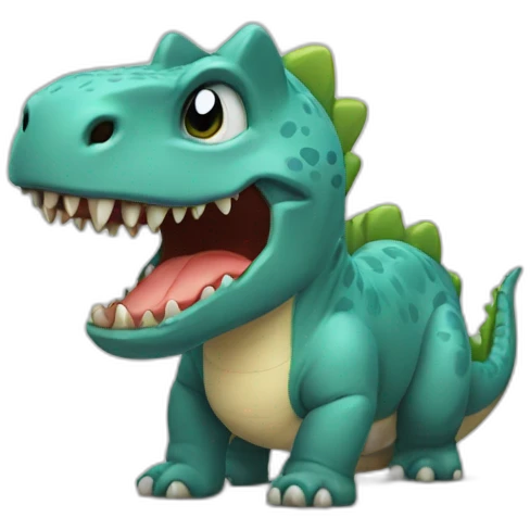 Un dino sur un chat emoji