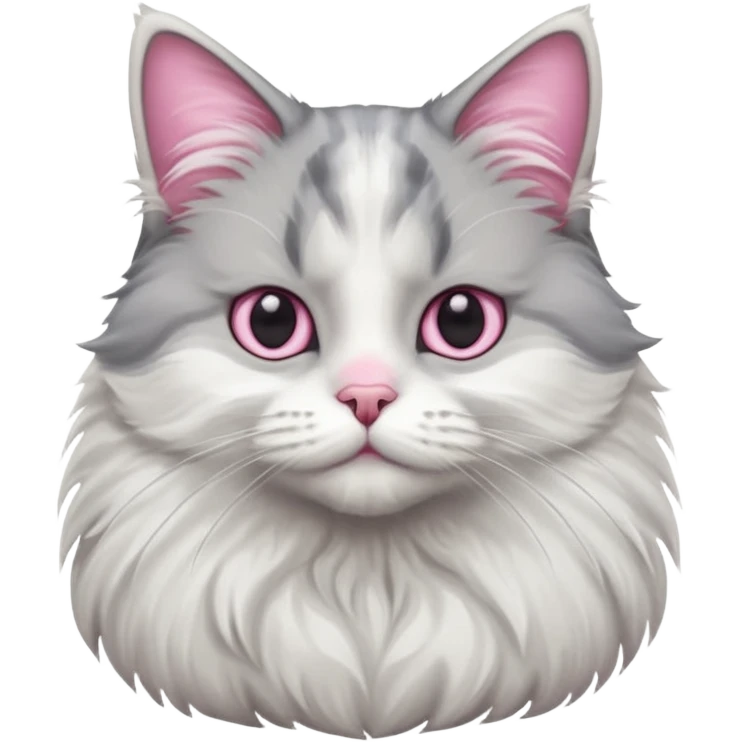 a grey and white cat sitting regally emoji