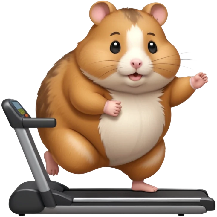 fat hamster big belly trying to run on treadmill sideways emoji