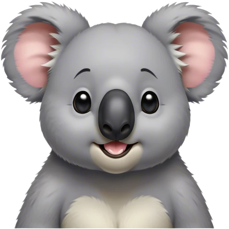 Cinematic Comical Koala Portrait Emoji, Head tilted dramatically with an exaggeratedly amused expression, featuring a quirky grey fur with a comically large black nose and wide, expressive eyes filled with playful disbelief, Simplified yet hilariously expressive features, highly detailed, glowing with a slightly sassy glow, high shine, dramatic yet playful, stylized with an air of cheeky eucalyptus mischief, bright and endearing, soft glowing outline, capturing the essence of a spirited and over‐the‐top koala, so meme‐worthy it feels like it could hug its way into internet fame instantly! emoji