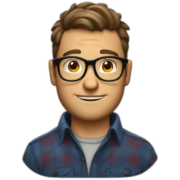 European guy wearing glasses and Lumberjack shirt emoji