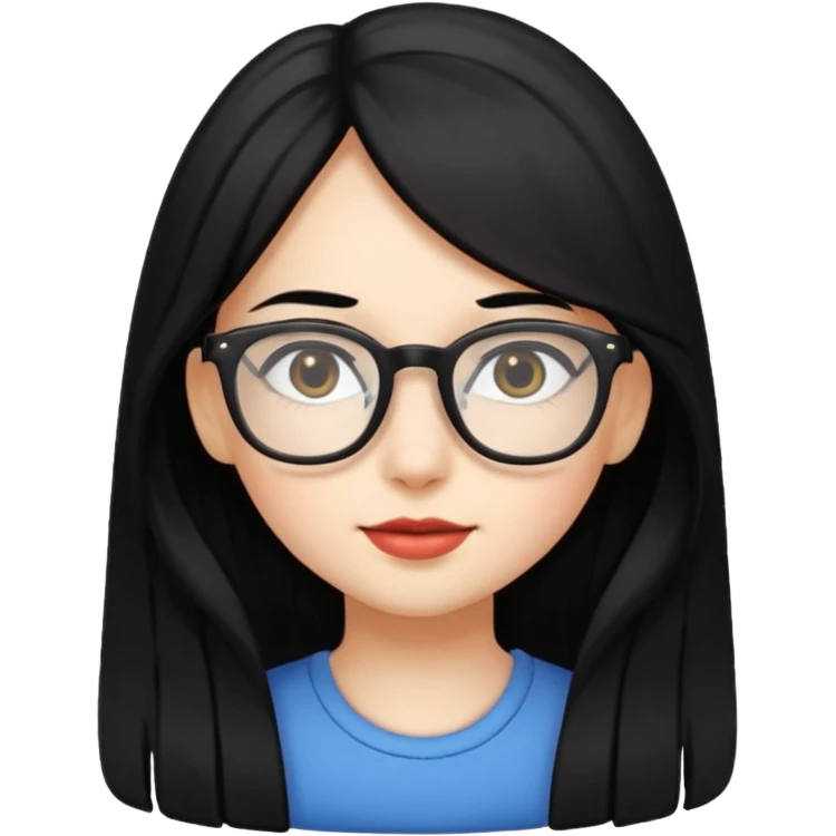 Girl long  hair black coloured hair glasses emoji