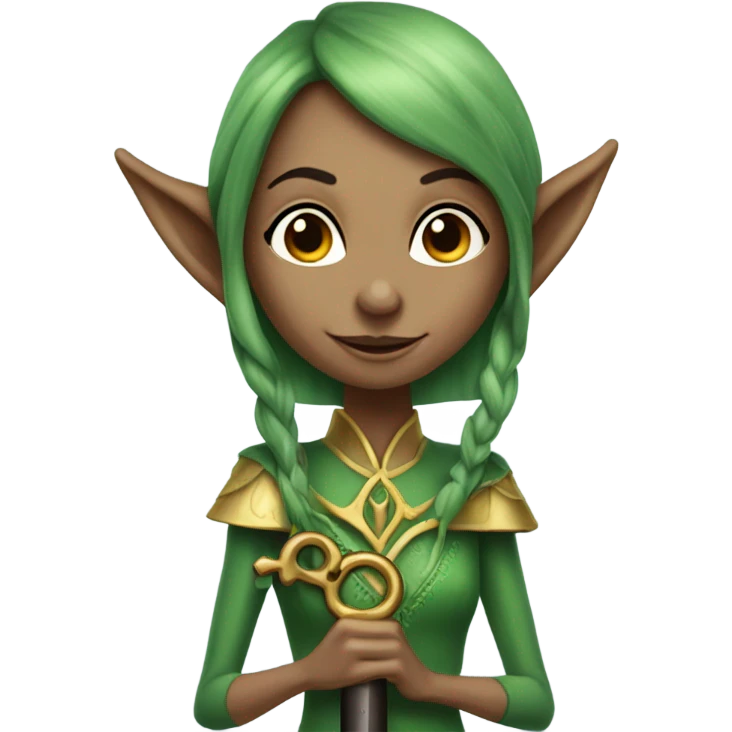 an elf woman login holding a big key emoji