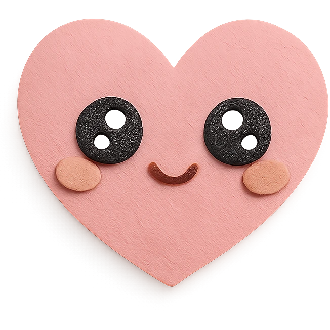 kawaii chibi pink heart character with big sparkling eyes, soft pastel colors emoji
