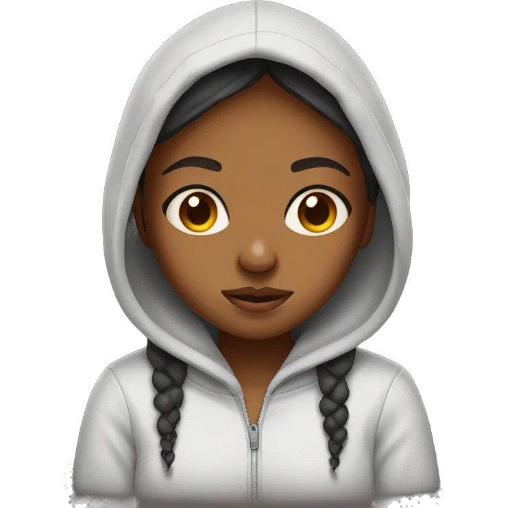 Brown Girl wearing hoodie with tears in eyes emoji