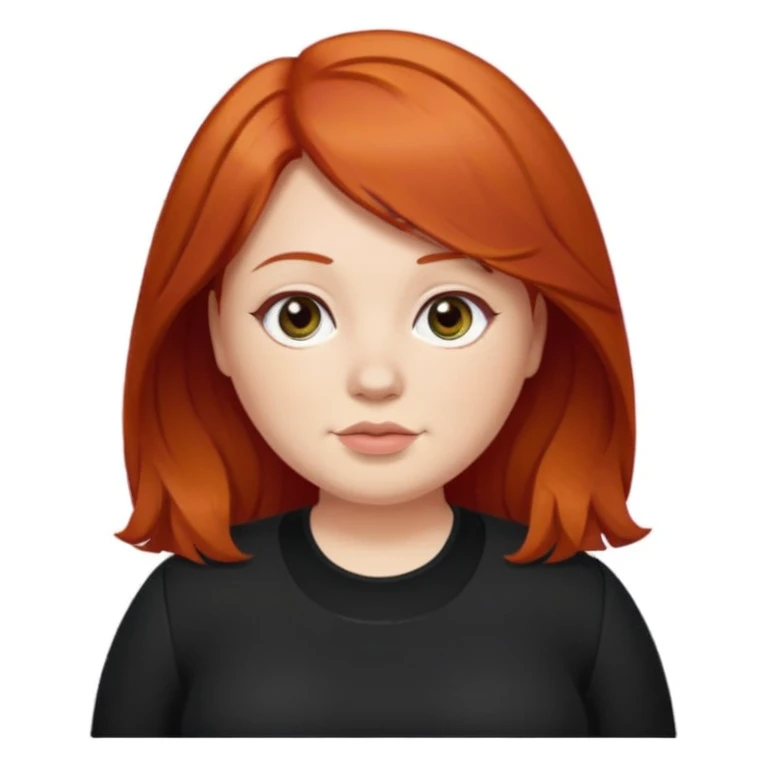 Mujer pelirroja medianamente gordita con el cabello un poco ondulado y lacio, con ropa negra emoji