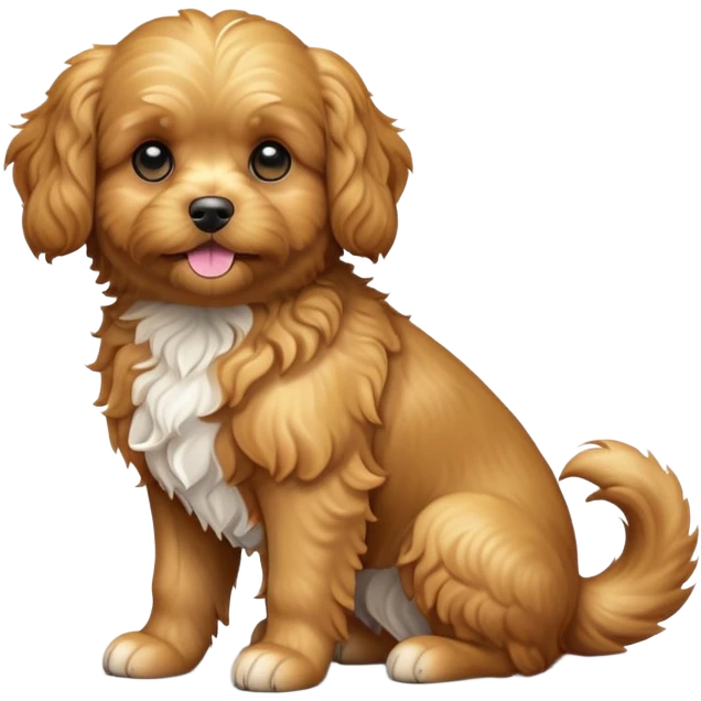 cinematic-[cavoodle dog]-realistic-full-body-sitting-emoji,-tail-resting-loosely-beside-its-paws,-head-tilted-dramatically,-wavy-[golden]-fur,-simplified-yet-realistic-focused-features,-highly-detailed,-glowing-with-an-almost-sarcastic-glow emoji