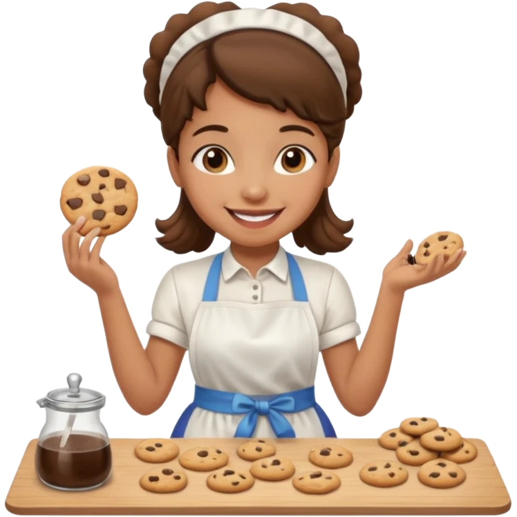 light brown skinned girl making cookies emoji