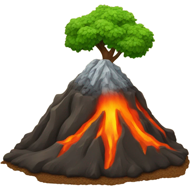 Volcano with a tree emoji