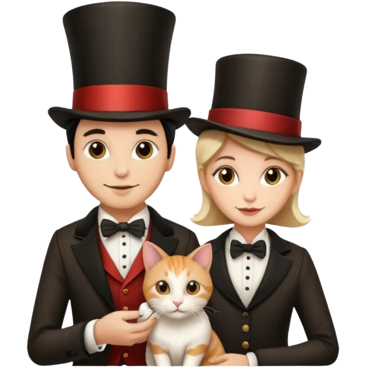 magician couple and their pet cat emoji