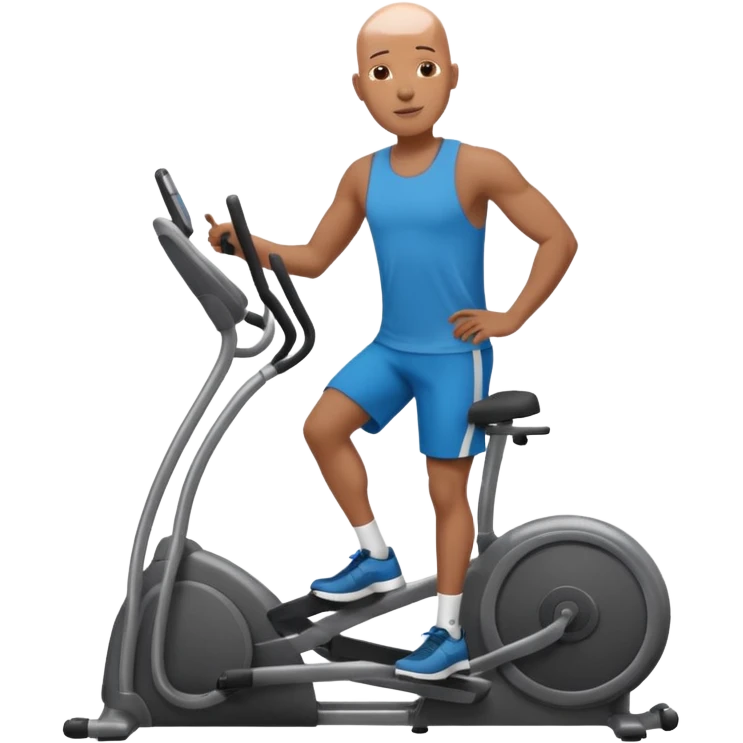 bald African American man on elliptical machine emoji