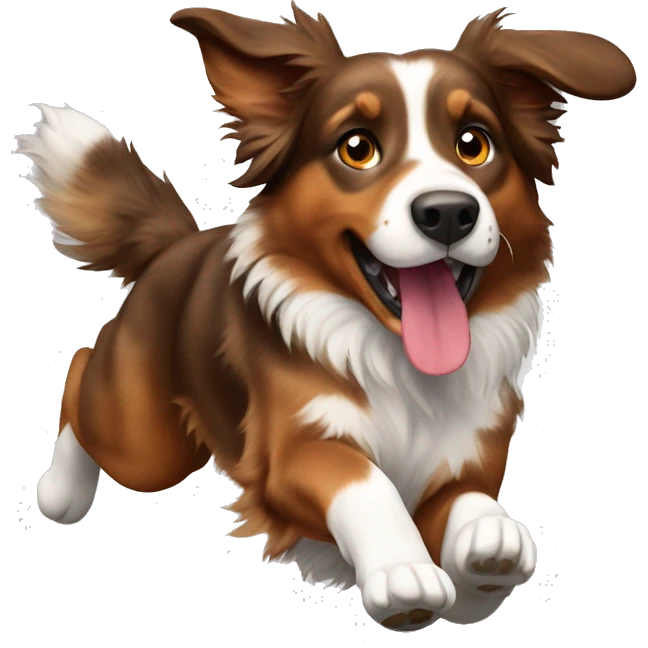 Brown Australian Shepard hopping  emoji