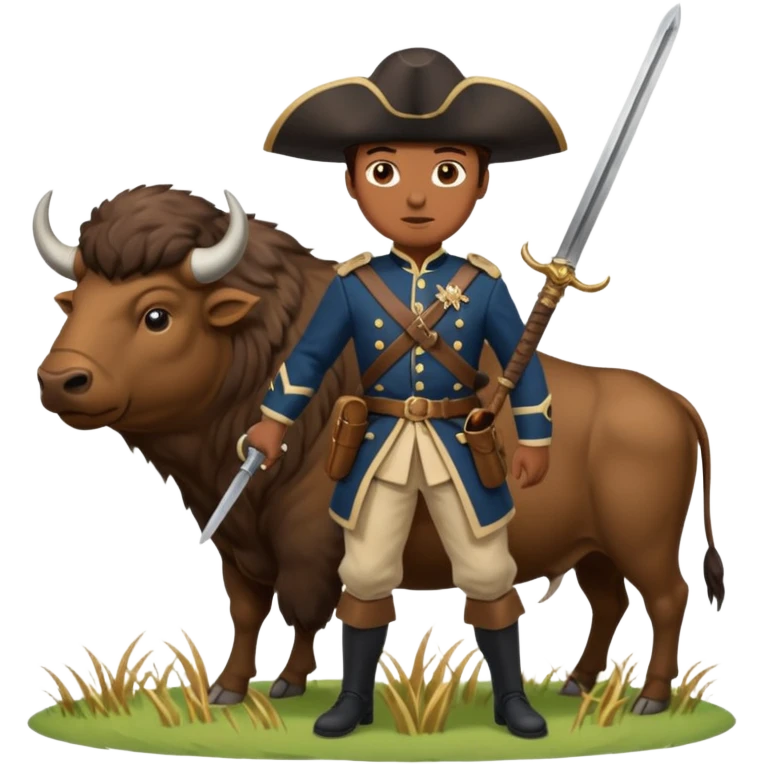 colonial soldier slaying a buffalo with a sword emoji