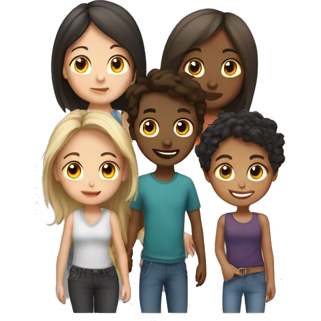 Friend group of 4 girls and 1boy emoji