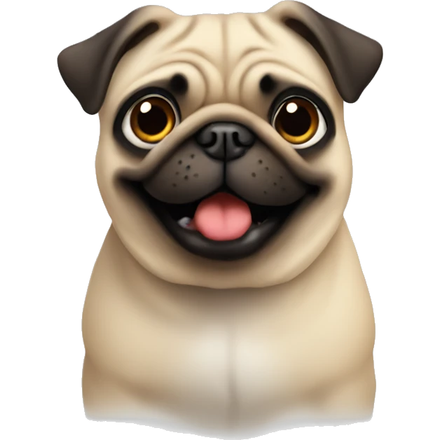A pug with a funny Face emoji