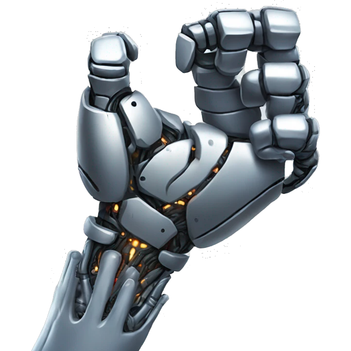 Cyborg arm with shocks flexing bicep and shoulder emoji