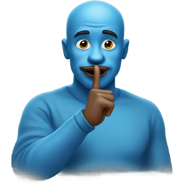 Blue man counts 2 and gives hush sign emoji
