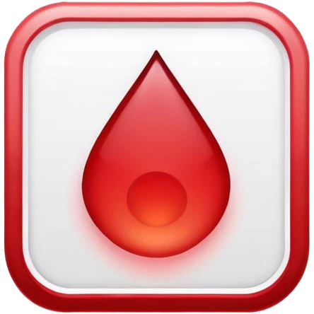 a Tiny compressed Stylized red blood droplet symbol inside a pastel gradient white square icon, red thin borders emoji