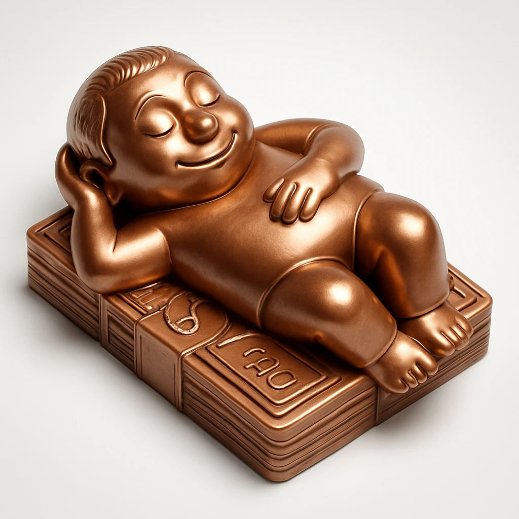 happy person napping on mattress of money emoji
