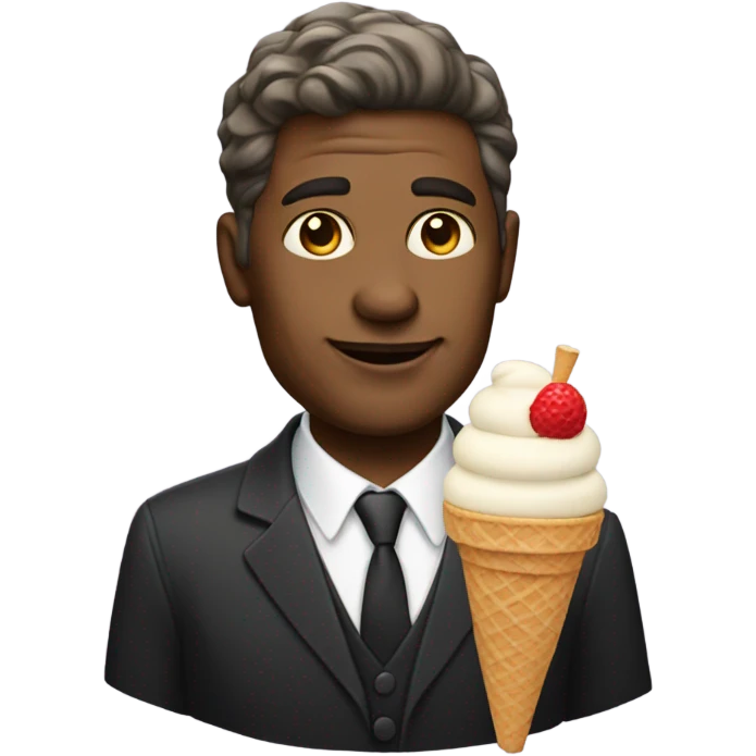 formal portrait of a man with ice cream emoji