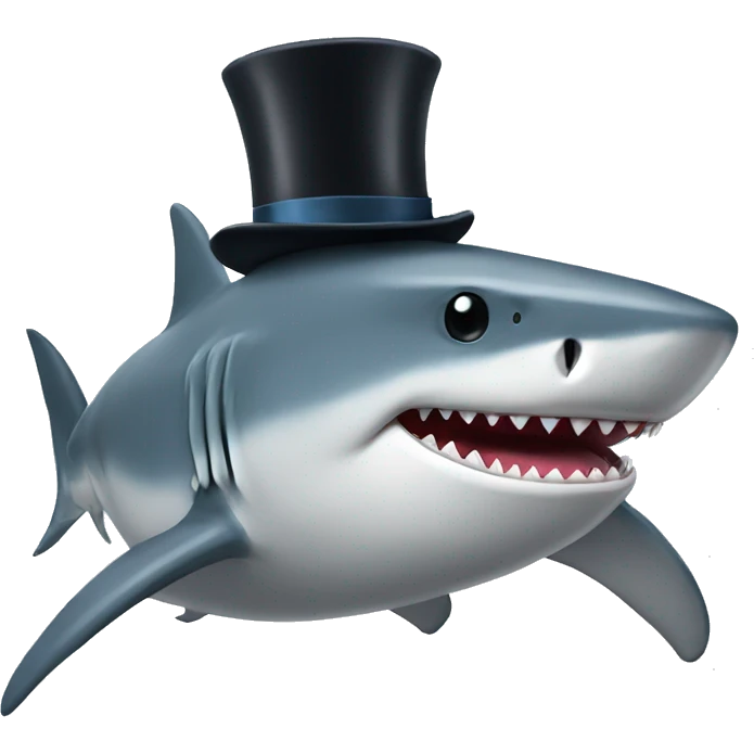 Shark with a top hat emoji