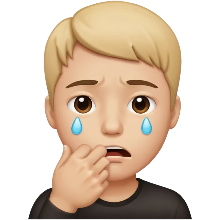 crying emoji with fist over mouth emoji