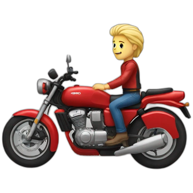 blonde guy on a red motorcycle emoji