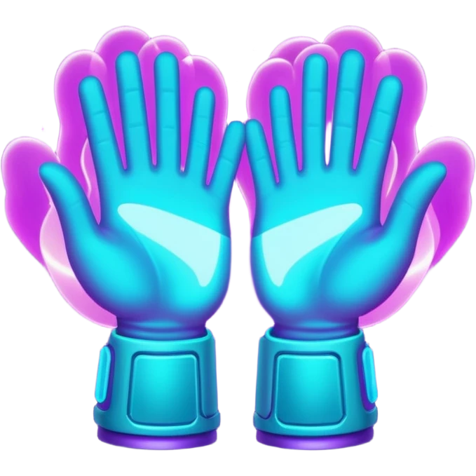 futuristic glowing clapping hands, purple and cyan glow, dark background emoji