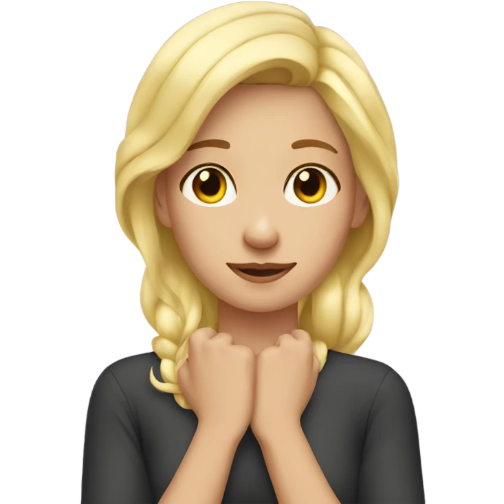 blonde girl hands on her neck emoji