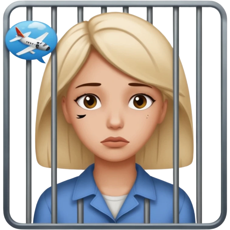 Still wild, but you’ll realize they’re wiser than they seem. Freedom is their top priority — don’t try to cage them.
woman behind bars sad with a text bubble thinking about airplanes emoji